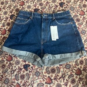 NWT Zara High Waisted Mom Denim Shorts